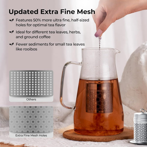 Reinmoson Large Tea Infuser for Loose Tea & Spice Infuser for Cooking, Extra Fine Mesh Tea Strainers, 304 Stainless Steel Steeper for Black Tea, R...