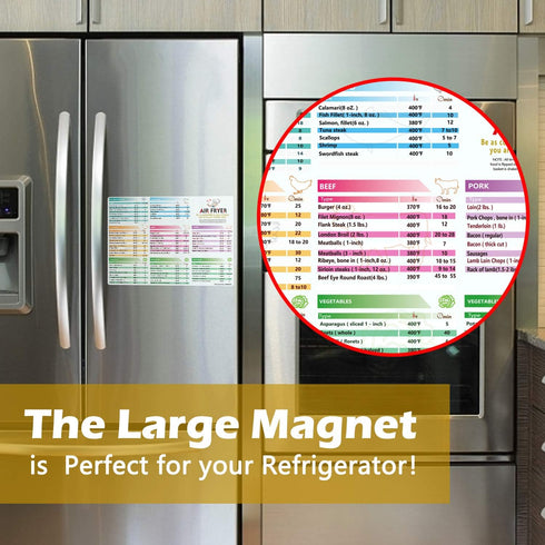 Air Fryer Magnetic Cheat Sheet Cookbook Cooker Accessories Big Magnet 11''x8'' Cooking Times Chart Kitchen Hot Air Frying Useful Guide Cookbook Re...