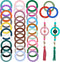 34pcs Silicone Beadable O Rings 65mm Round Silicone Loop with 2 Hole Hollow Silicon Ring Beads to Make Key Chain Beads for Bracelet Necklace Conne...