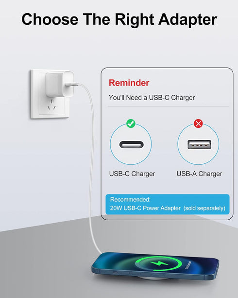 Apple Magnetic Wireless Charger, 7.5w Fast Charging Compatible with MagSafe Charger USB-C Cable Pad Accessories for iPhone 14, 13, 12, Pro, Max, M...