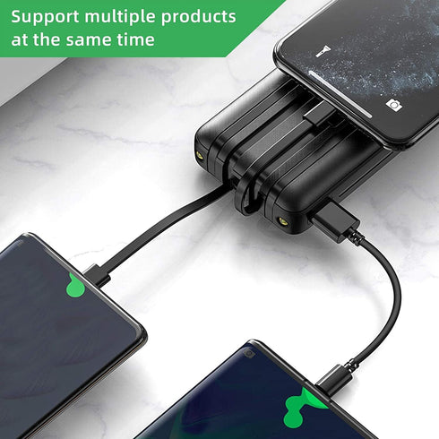 Portable Charger with Built in Cables, 20000mAh Power Bank 4 Output 3 Input, USB C Travel Charger for Multiple Devices, Battery Pack Compatible wi...
