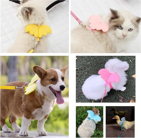 3PCS Pet Duck Walking Harness Leash and Wings,Adjustable Outdoor Training Traction Rope for Chicken Duck Goose Hen Small Pets (L)...