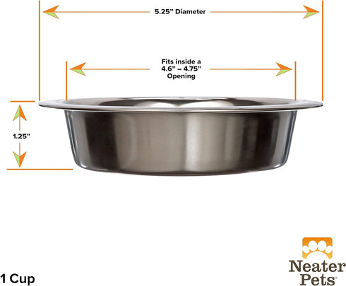 Neater Pet Brands Stainless Steel Dog and Cat Bowls (2 Pack) Neater Feeder Cat Deluxe or Cat Express Extra Replacement Bowl (Metal Food and Water ...