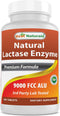 Best Naturals Lactose Intolerance Relief Tablets with Natural Lactase Enzyme, Fast Acting High Potency Lactase, 9000 FCC ALU, 180 Count...