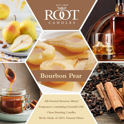 Root Candles Fall Scented Candles Honeycomb Glass Premium 3-Wick Handcrafted Beeswax Blend Candle, 12-Ounce, Bourbon Pear...