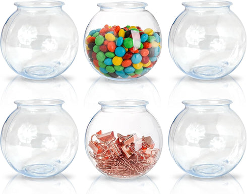Fish Bowls for Drinks - 6 Pack - 16 Oz - BPA-Free Small Plastic Ivy Bowls for Crafts, Mini Fish Bowls Unbreakable, Candy Dishes for Party Centerpi...