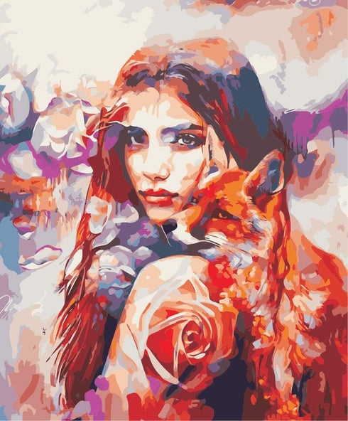 Lin-A-Lex DIY Paint by Numbers for Adults, Fox Girl, Beginner Friendly Painting Kit with Soft Brushes, Acrylic Pigment Oils, Arts and Craft for Ho...