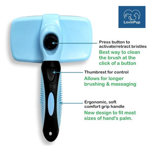 Dog Slicker Brush, Self Cleaning, Shedding and Grooming Tool for Pets, Best Dog Brush with Easily Retractable Bristles to Remove Hair Instantly...