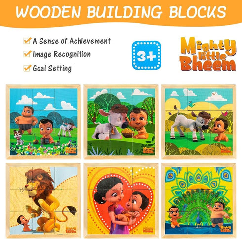 Wood 6 Sided Building Stacking Block Puzzle 6 Different Puzzles in 1 for Boys Girls Toddlers Ages 3 and Up...