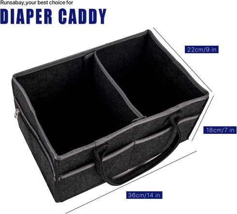 Baby Co. Diaper Caddy, Black, 36 x 22 x 18cm, Car Organizer for Diapers and Wipes, Changing Table Baby Diaper Storage, Gift for Newborns...