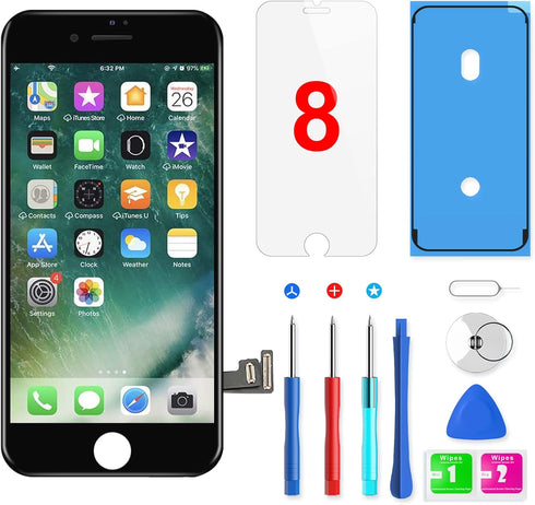 QTlier for iPhone 8 Screen Replacement, LCD Display Touch Screen Digitizer Assembly with Repair Tools+Adhesive Strips+Screen Protector for A1863, ...