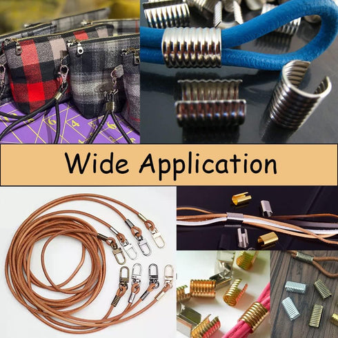 Leather Rope Clip Crimping Cord String Metal Fastener Cord Clamp 3/4" Adjustable Fold Over Crimps End Cap for Leather Cord DIY Making 20mm 120pcs ...