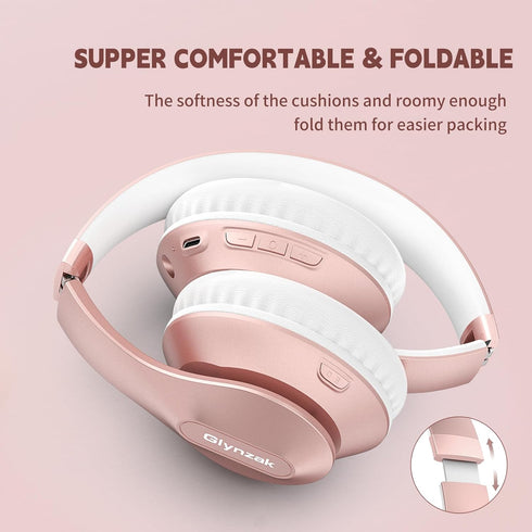 Wireless Bluetooth Headphones Over Ear 65H Playtime HiFi Stereo Headset with Microphone and 6EQ Modes Foldable Bluetooth V5.3 Headphones for Trave...