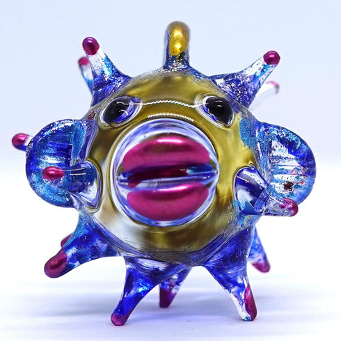 Puffer Miniature Hand Blown Glass Art Figurines Sea Animals Collectible Gift Home Décor (Purple Blue)...