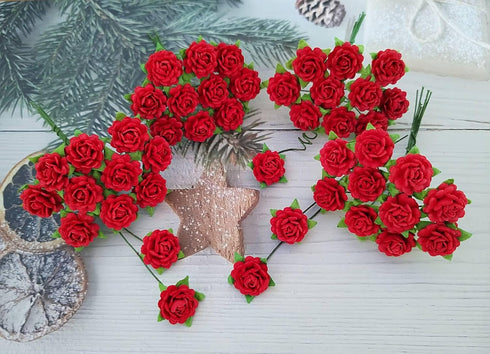 Beautiful Artificial Mulberry Paper Heart Petals Mini Roses Flowers Wedding Embellishment Scrapbooking Wedding Doll House Supplies Card DIY Crafts...