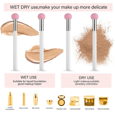 Sibba Foundation Brushes 4 PCS Makeup Setting Powder Blush Beauty Techniques Sponge Angled Stick Liquid Concealer Cream Nose Face Contour Make Up ...
