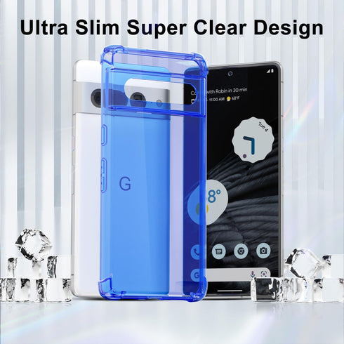 for Pixel 7 Pro Case Clear, Neon Bright Vibrant Color, Transparent Jelly Protective Silicone Phone Case with Design for Women Girly Cute, Thin Sli...