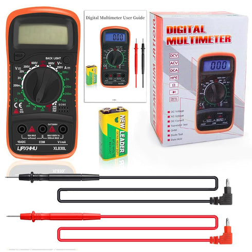 Digital Multimeter Voltmeter Battery Voltage Multi Tester Continuity Ohm Volt Amp DC AC Current Resistance Diodes 2000 Counts Electrical Test Mete...