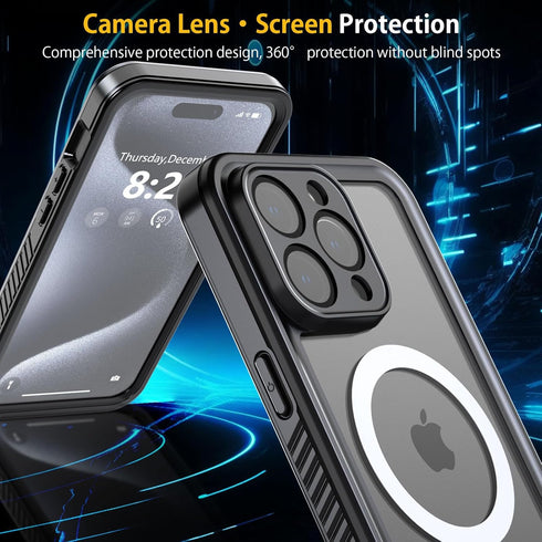 Waterproof Case for iPhone 15 Pro Max Case Anti-Scratch, Full-Body Shockproof,Dustproof, Anti-Stain,Camera Lens Protector Phone Case with Build-in...