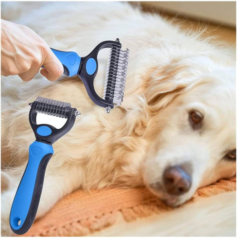Dog Grooming Brush, Double Sided Undercoat Rake for Dogs Grooming Supplies, Pet Dematting Tool for for Mats & Tangles Removing...
