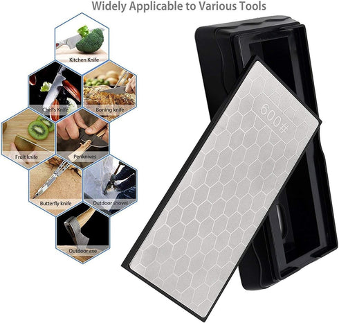 Double-sided Diamond Sharpening Stone,YCAMMIN Knife Sharpener Stone diamond sharpener Honeycomb Surface Plate with Non-slip Base for Scissors Kniv...