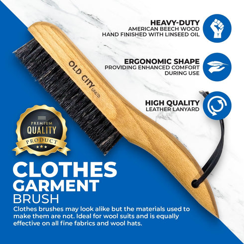 Clothes Brush Garment Brush-USA-Lint Brushes for Clothes, Lint Remover for Clothes 100% Boar Bristle Men's Wool Suit Brush, Suede, Furniture and U...