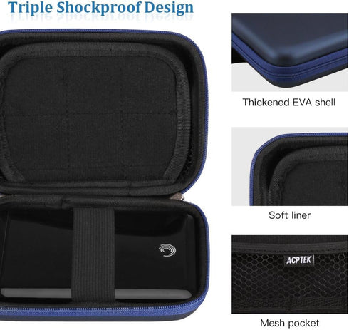 AGPTEK EVA Shockproof Hard Drive Carrying Case,Travel Carrying Case for 2.5-inch Portable External Hard Drive-Transcend 1 TB,2TB, Kingston MLWG2, ...