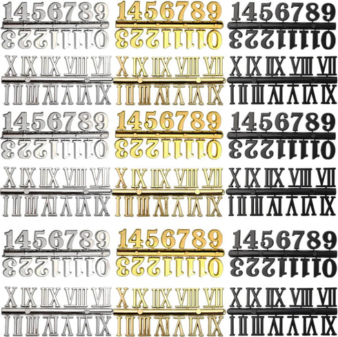 GXXMEI 18Sets Clock Numerals Kit Including Arabic Number and Roman Number DIY Digital Clock Numbers for Design Replacement Repairing Clock Accesso...