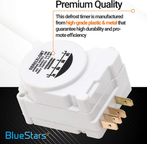 Ultra Durable WR9X483 Refrigerator Defrost Timer Direct Replacement for OEM Part by Blue Stars – Exact Fit for GE & Kenmore Refrigerators – Replaces TMDJX35RB9 WR09X10130 WR9M418 WR9X10075 PS310852