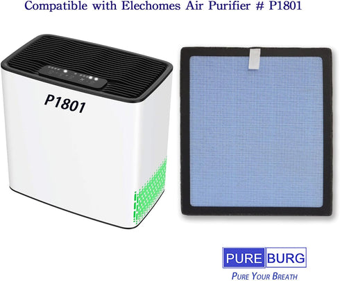 PUREBURG P1802 True HEPA Replacement Filters Compatible with YIOU R1 P1802 Air Purifier and Elechomes P1801 Air Purifier, H13 Activated Carbon,2-P...