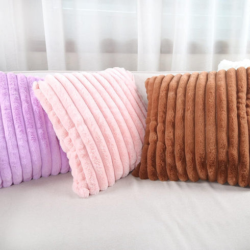 Super Soft Throw Pillow Cover 20x20 Double Side Home Decor Faux Fur Pillowcase Bold Stripe Extra Thick Cushion Cover for Couch 100% Polyester, 50x...