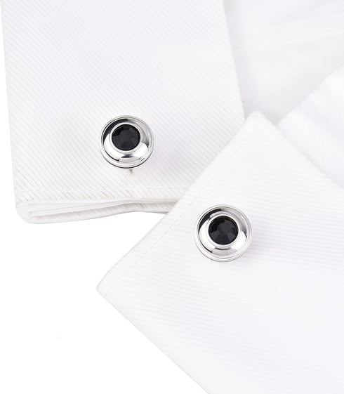 Mens classic cufflinks business wedding shirts gifts (black)...