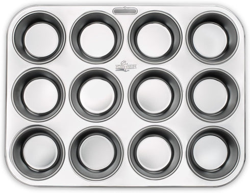 Fox Run Muffin and Cupcake Pan, 12 Standard Cup, Stainless Steel...