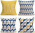 Fukeen Home Geometric Set of 4 Throw Pillow Covers Modern Accent Decorative 18x18 Inch Blue Yellow Grey Arrow Stripes Wave Abstract Pattern Pillow...