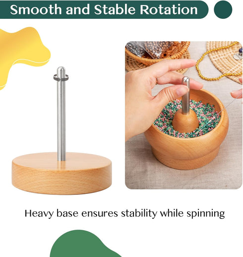 Tilhumt Bead Spinner for Jewelry Making, Effortless Rotating Wooden Bracelet Spinner with 50 Letter Beads, 3000 Seed Beads, 2 Big Eye Beading Need...