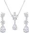 SWEETV Wedding Jewelry Sets for Brides Bridesmaid,Cubic Zirconia Teardrop Bridal Necklace Earrings Set Wedding Prom Jewelry for Women...