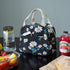 EurCross Women's Lunch Bags for Work with Chic Floral Daisy Pattern,Canvas Stylish and Insulated Black Lunch Tote Bento box Bag Carrier of On-the-...