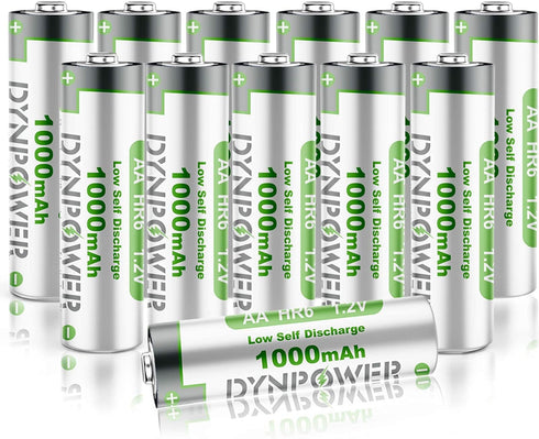 NiMH AA 1000mAh Rechargeable Batteries 1.2V,Pre-Charged Double A for Outdoor Solar Lights Garden Light String Lights, (Pack of 12)...