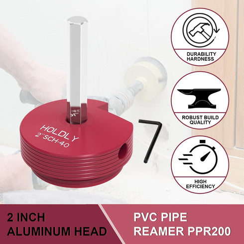 PVC Pipe Reamer with 3/8-Inch Hex Shaft - PVC Fitting Saver for Water Lines, Drain Lines, and Vent Lines - Plumbing Tool for Inside Pipe Cutting -...