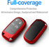 Compatible with Jeep Key Fob Cover with Leather Keychain Soft TPU Protection Key Case for Grand Cherokee Renegade Chrysler 200 300 Dodge RAM Duran...