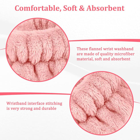 4 Pcs Face Washing Wristbands, Soft & Absorbent Microfiber Wrist Scrunchies for Washing Face, Face Wash Wrist Band for Women Girl, Spa Wrist Wash ...
