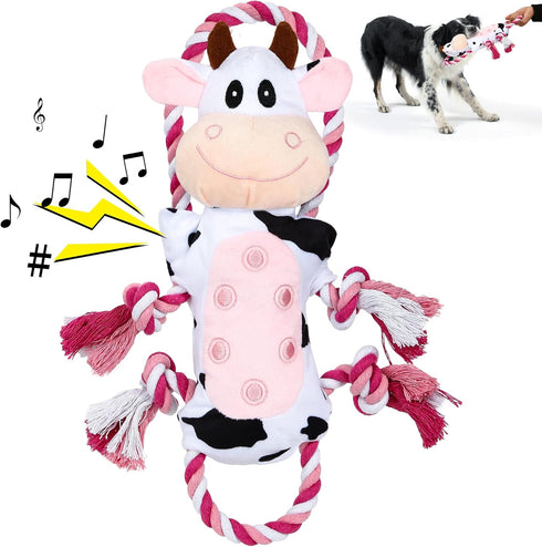 IOKHEIRA Squeaky Dog Toys, Tug of War Dog Plush Toy for Large Breed, Tough Chewing Toys with Cotton Material & Crinkle Paper for Small, Medium, an...