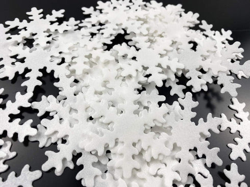 48pcs Edible Christmas Snowflakes White Cupcake Cake Toppers Decoration with Plastic Box Package for Chirstmas Winter Frozen Theme Party...