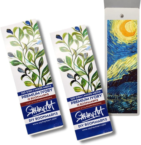 320gsm Premium Ivory Professional Bookmark Sketchpads/for All Mediums, Calligraphy, Charcoal, acrylics, Gouache / (Pack of 2 - a Total of 30 DIY B...