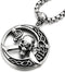 COOLSTEELANDBEYOND Stainless Steel Large Circle Pirate Skull Pendant Necklace for Men, 30 in Chain, Gothic Tribal...