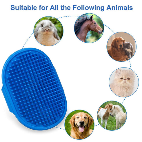 2 Pack Dog Grooming Brush, Premium Pet Bath Brush with Adjustable Ring Handle for Bathing - Massaging -Hair Removal - on Wet or Dry Hair, for Long...
