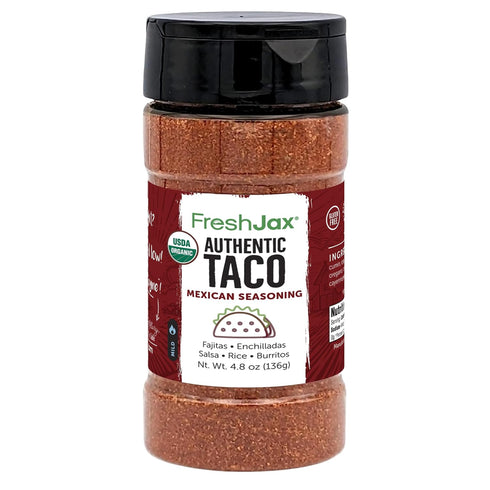 FreshJax Premium Gourmet Spices and Seasonings (Organic Taco Seasoning: Mexican Blend) Large 4.8 oz Gift Box Included...