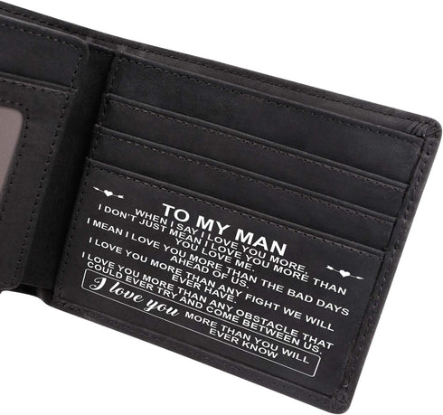 Kenon Personalized Leather Wallet For Man, Engraved RFID Blocking Bifold Stylish Black Wallet For Man Valentines Birthday Christmas Gifts...