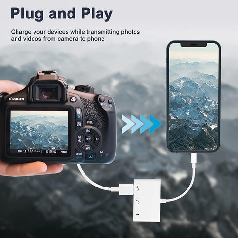 USB C to USB Adapter, 3 in 1 USB C to USB A OTG Adapter with 3.5mm Headphone Audio Jack and Fast Charging Port, USB-C Splitter Compatible with Mos...