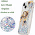 Glitter Case with Ring Holder Compatible with iPhone 15 Glitter Case Clear Ring Holder Kickstand Soft TPU Bling Girly Women Cute Liquid Holiday Ca...